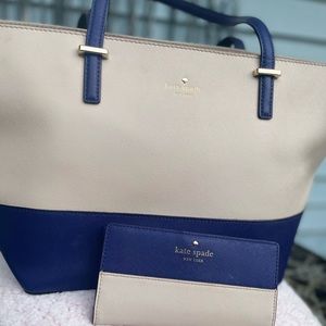 Kate Spade Tote Bag in color block of white and purple